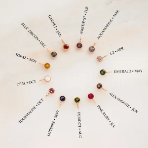 Birthstone Charm Add Dainty Minimalist Gemstone Pendant Solid