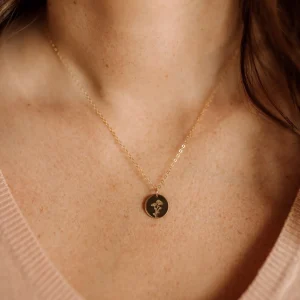 Birth Flower Necklace Personalized Floral Pendant Charm Solid