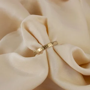 Mini Birth Flower Band Gold Silver Ring Personalized1