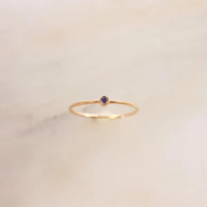 Tiny February Birthstone Ring Amethyst Dainty Gold Gemstone