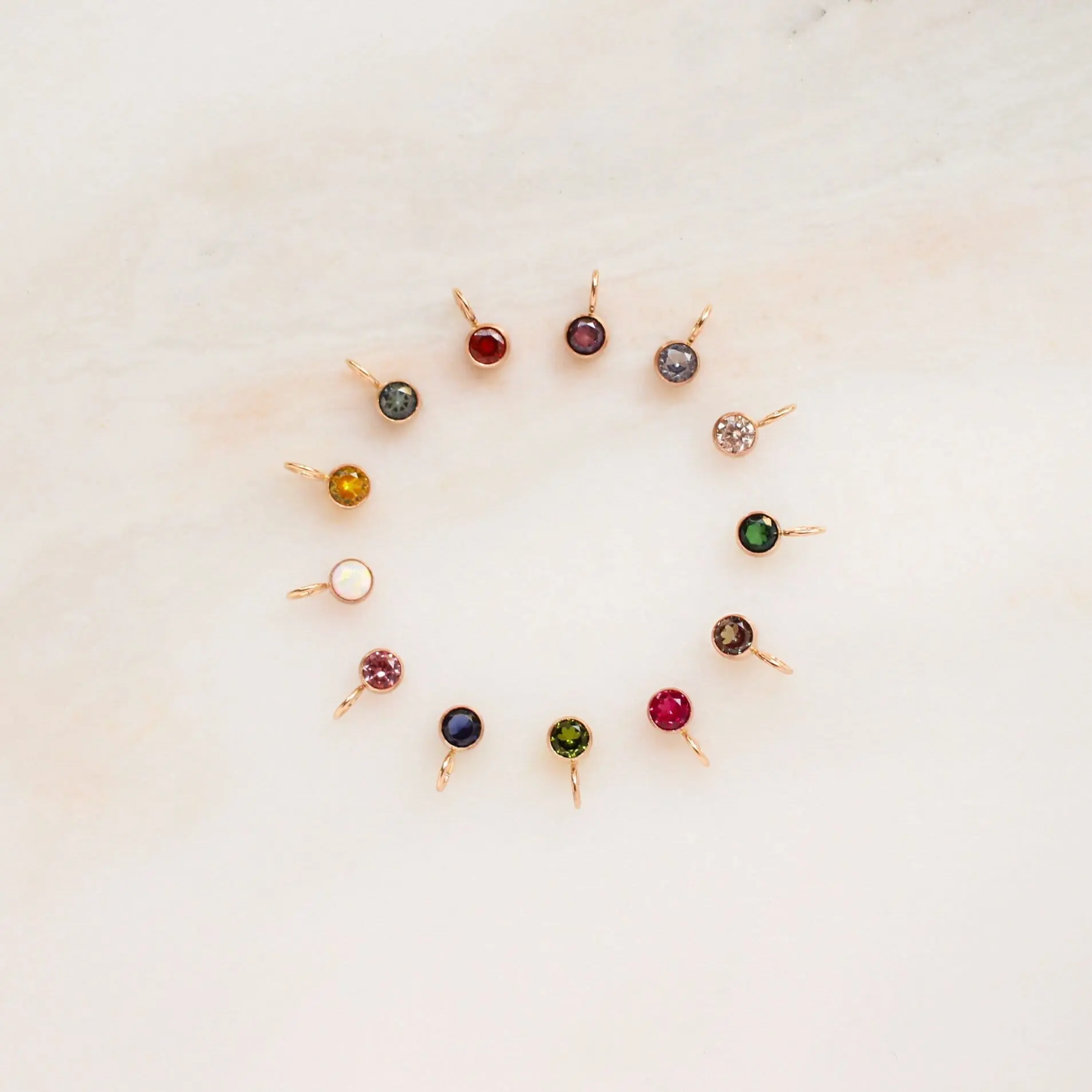 Birthstone Charm Add Dainty Minimalist Gemstone Pendant Solid