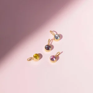 Birthstone Charm Add Dainty Minimalist Gemstone Pendant Solid