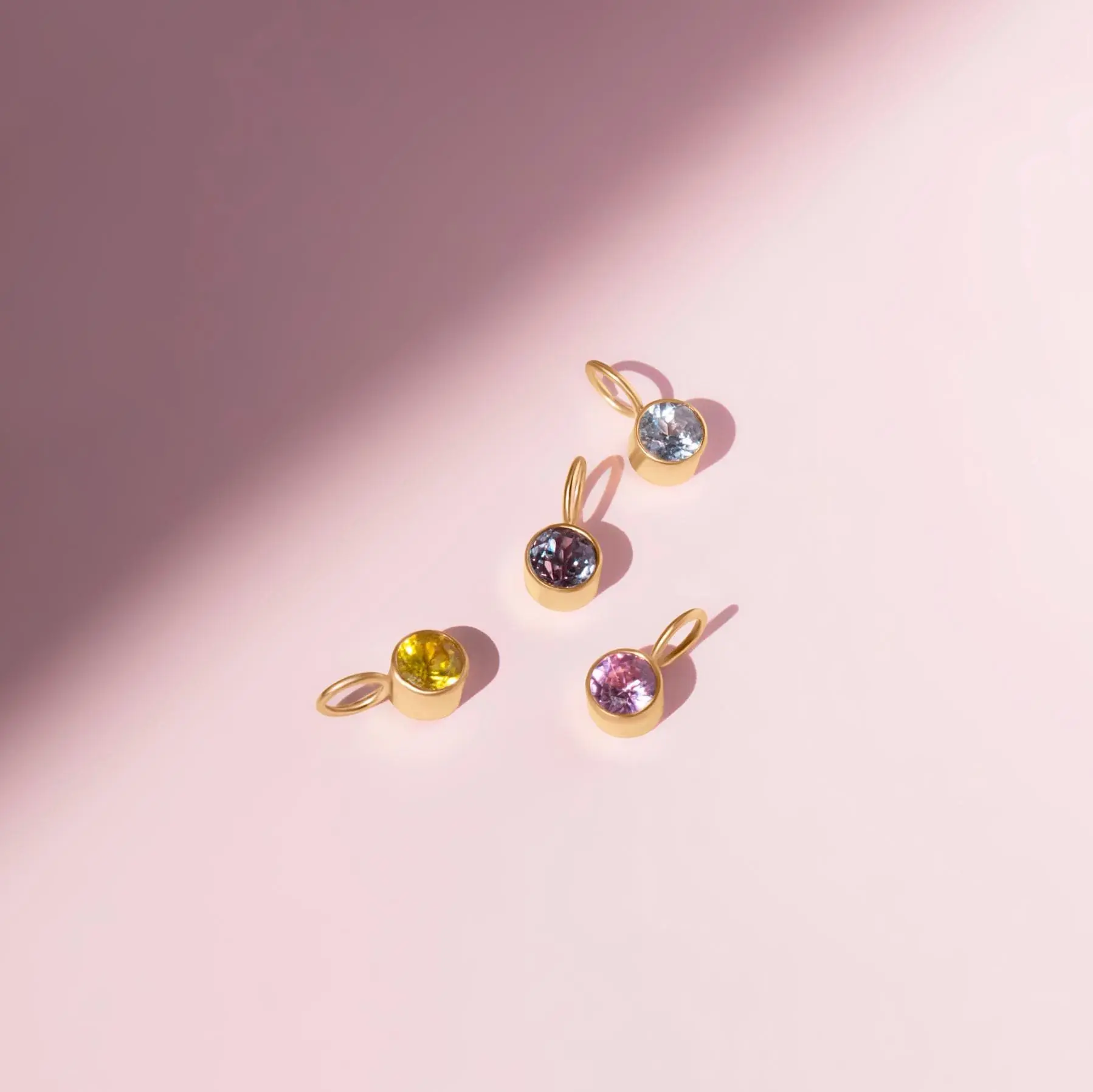 Birthstone Charm Add Dainty Minimalist Gemstone Pendant Solid