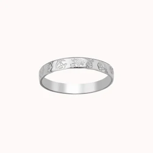 Mini Birth Flower Band Gold Silver Ring Personalized1