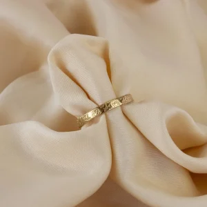 Mini Birth Flower Band Gold Silver Ring Personalized