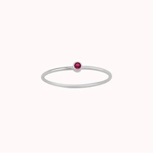 Tiny July Birthstone Ring Pink Ruby Dainty Gold