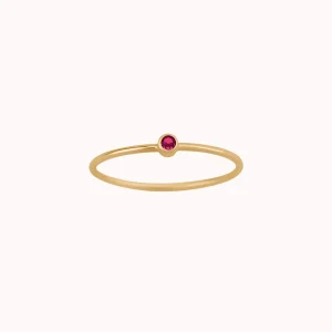 Tiny July Birthstone Ring Pink Ruby Dainty Gold