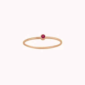 Tiny July Birthstone Ring Pink Ruby Dainty Gold