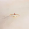 Tiny July Birthstone Ring Pink Ruby Dainty Gold