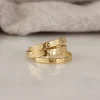 Mini Birth Flower Band Gold Silver Ring Personalized1