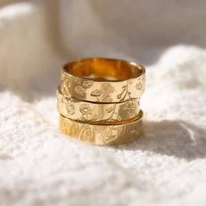 Birth Flower Ring Personalized Jewelry Floral Band 14k
