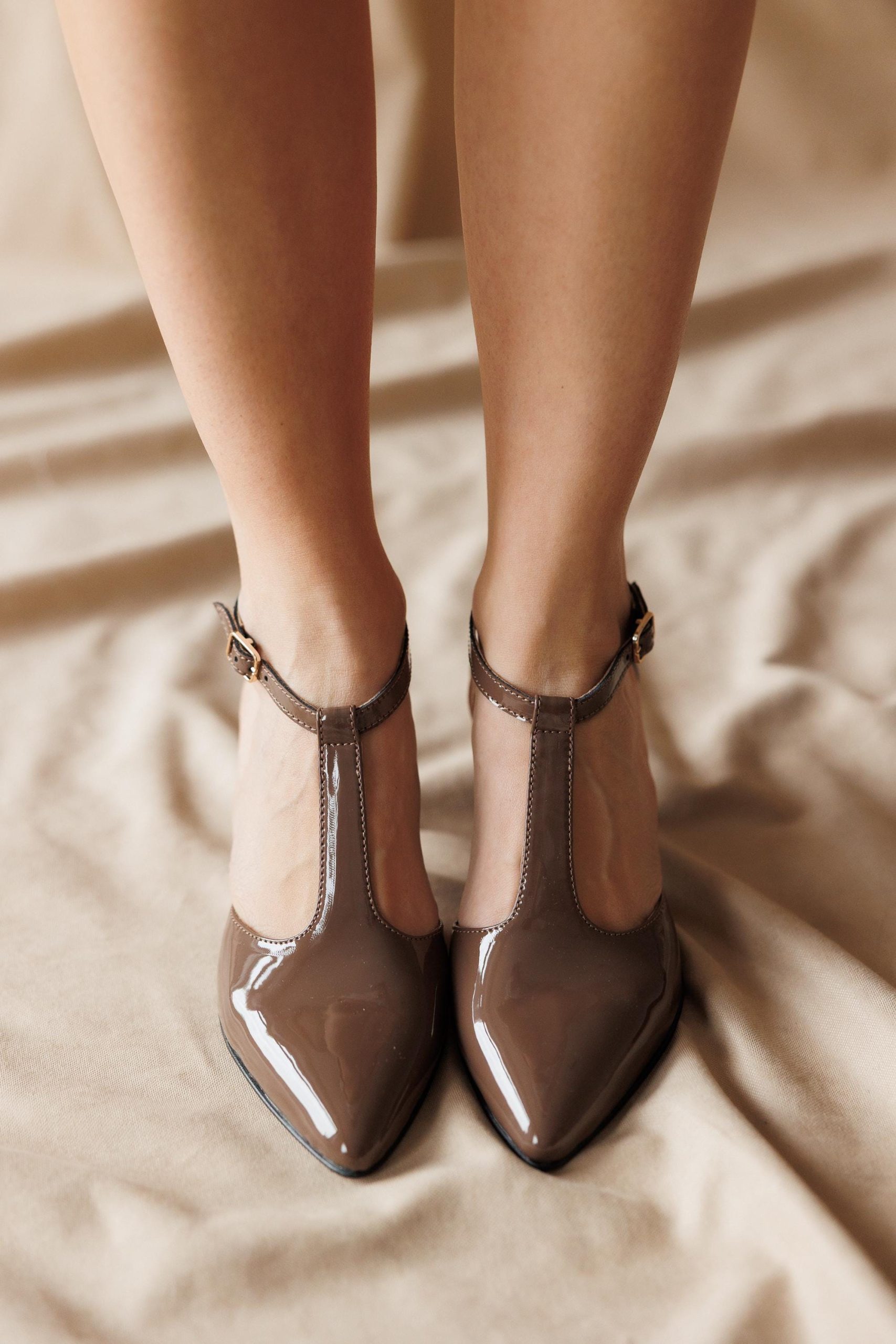 Elegant Black Leather Heels Classic Women's Shoes Low