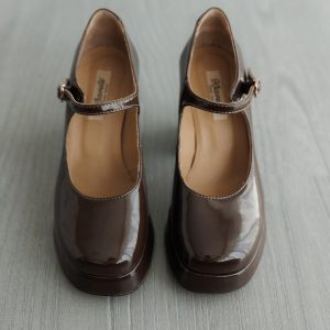 Luxury Leather High Heel Sandals Elegant Chunky Heels