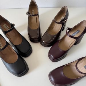 Fashion High Heels Burgundy Handmade Platform Women Elegant