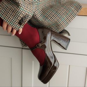 Luxury Leather High Heel Sandals Elegant Chunky Heels