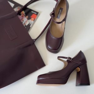 Fashion High Heels Burgundy Handmade Platform Women Elegant