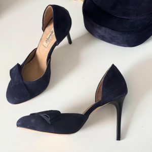 Red Suede High Heels Handmade Designer Shoes Women