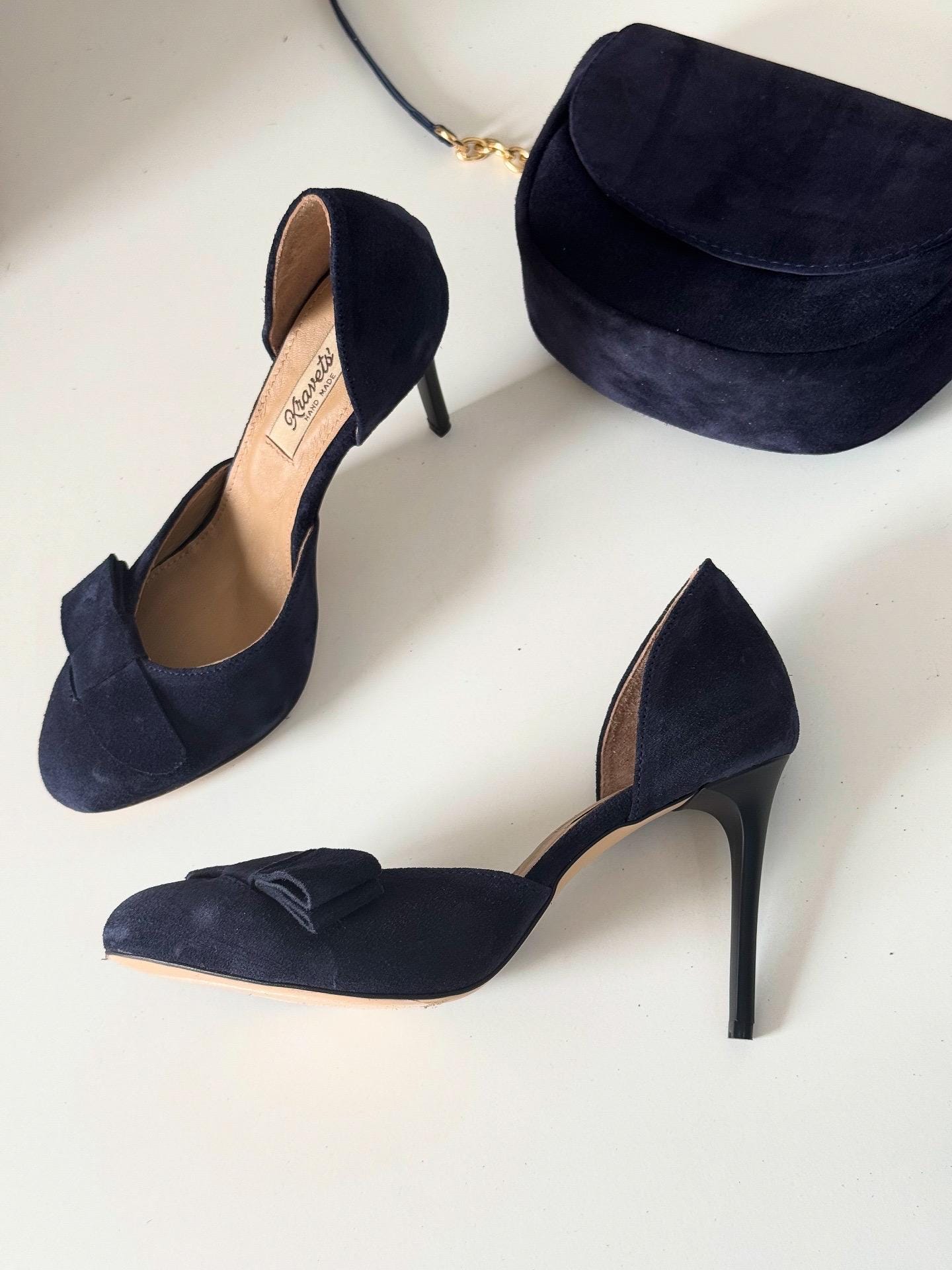 Red Suede High Heels Handmade Designer Shoes Women