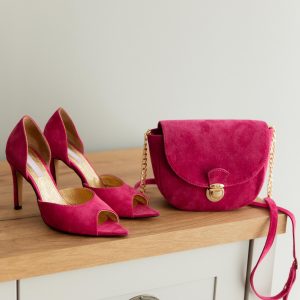 Handmade Pink Leather Heels Open Toe Women’s Shoes