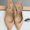 Beige Leather Shoes Womens Low Heel Pumps Comfortable