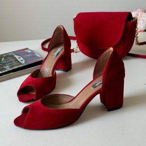 Red Suede Shoes Women’s Comfortable Low Heel Footwear