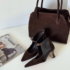 Brown Suede High Heels Elegant Womens Dress Shoes