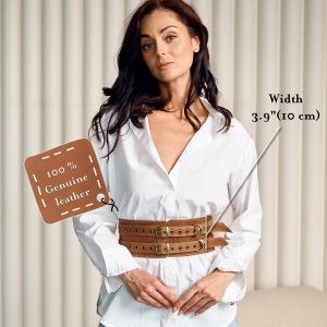 Leather Wide Belt Corset Genuine Double Buckle Dress