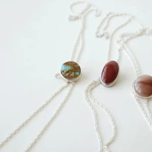 Silver Bolo Tie Necklace With Stones