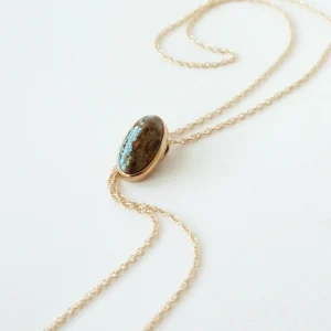 Gold Bolo Tie Necklace With Stones