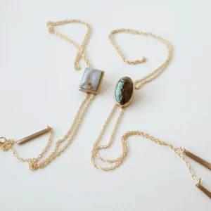 Gold Bolo Tie Necklace With Stones