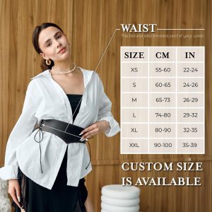 Leather Wide Belt Corset Genuine Double Buckle Dress