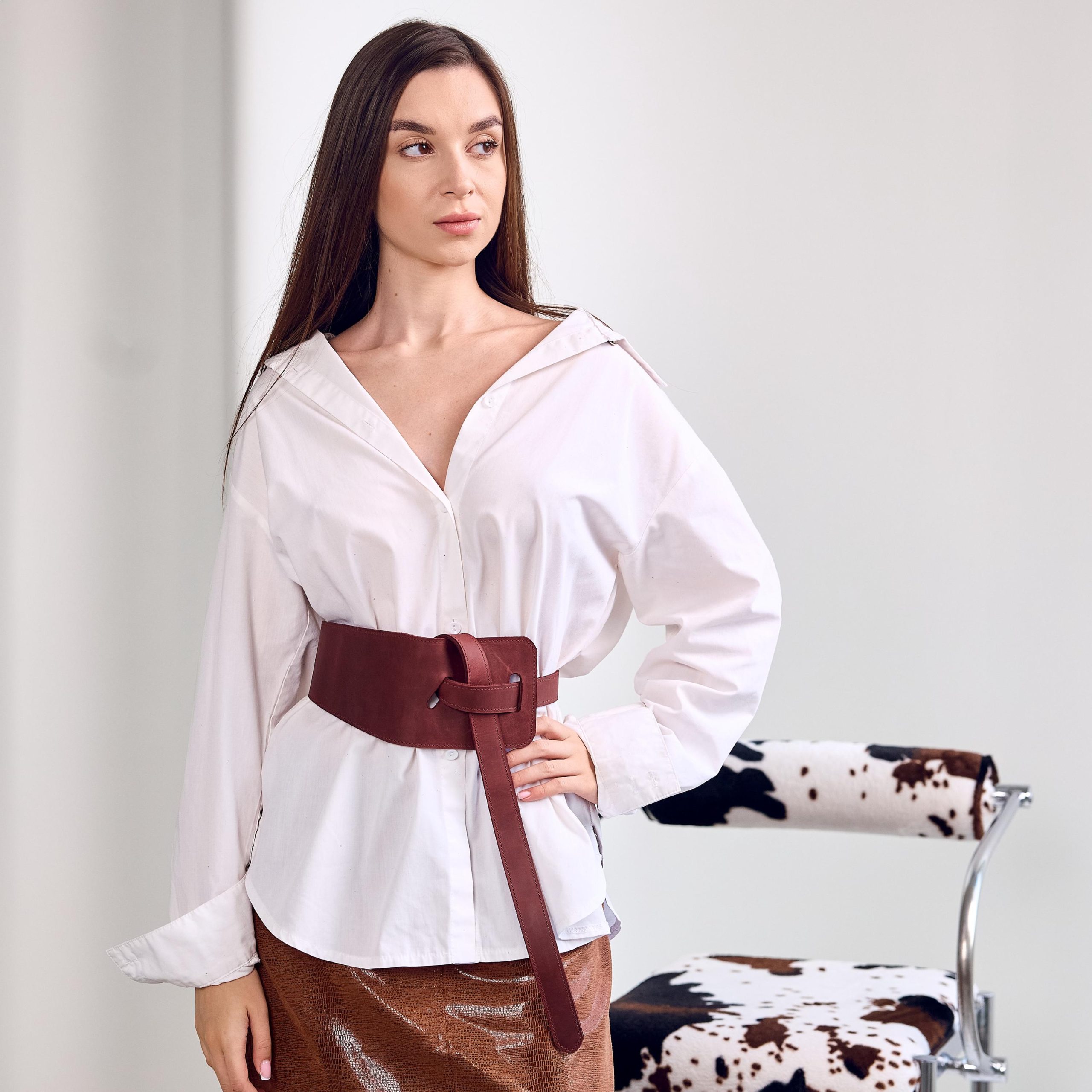 Leather Knot Belt Genuine Waist Wrap Self Tie